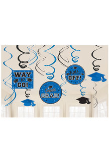 Graduation Swirl Decorations: Blue