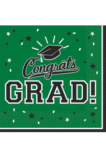 Graduation Beverage Napkins: Green (36ct.)