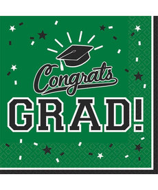Graduation Beverage Napkins: Green (36ct.)