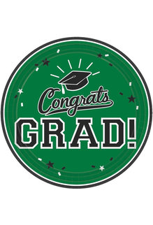 7” Round Graduation Plates: Green (18ct.)