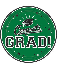 7” Round Graduation Plates: Green (18ct.)