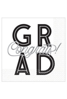 Graduation Luncheon Napkins: GRAD Congrats! Black/White (16ct.)