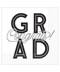 Graduation Luncheon Napkins: GRAD Congrats! Black/White (16ct.)