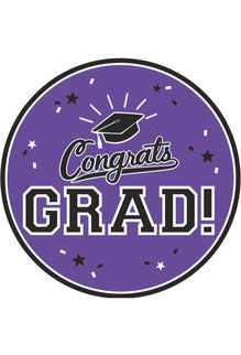 9” Round Graduation Plates: Purple (18ct.)