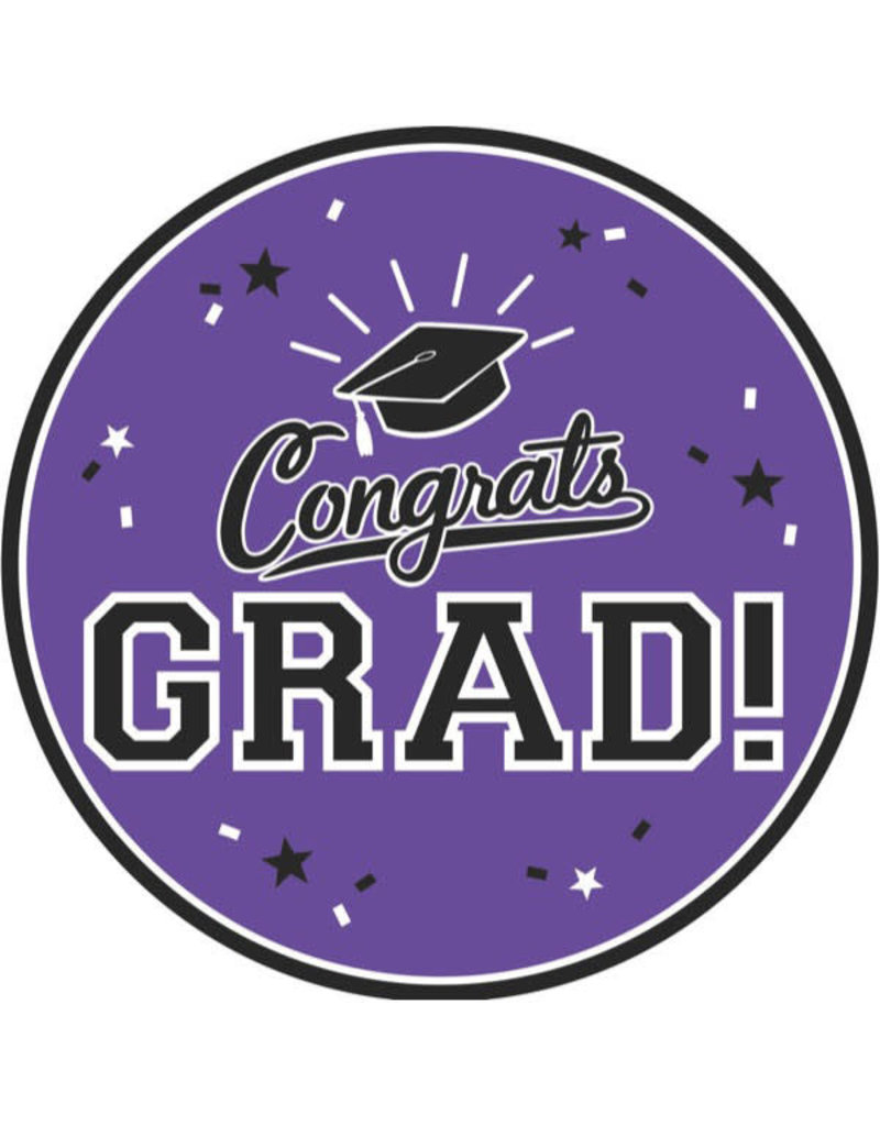 9” Round Graduation Plates: Purple (18ct.)