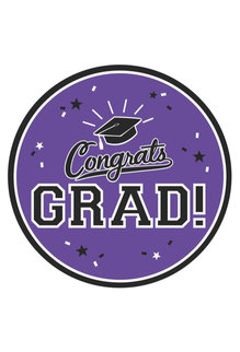 7” Round Graduation Plates: Purple (18ct.)