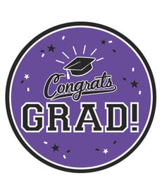 7” Round Graduation Plates: Purple (18ct.)