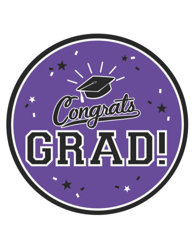 7” Round Graduation Plates: Purple (18ct.)