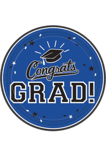 9” Round Graduation Plates: Blue (18ct.)