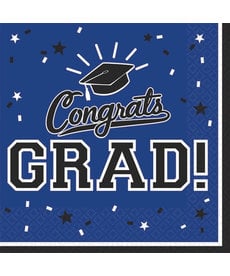 Graduation Beverage Napkins: Blue (36ct.)