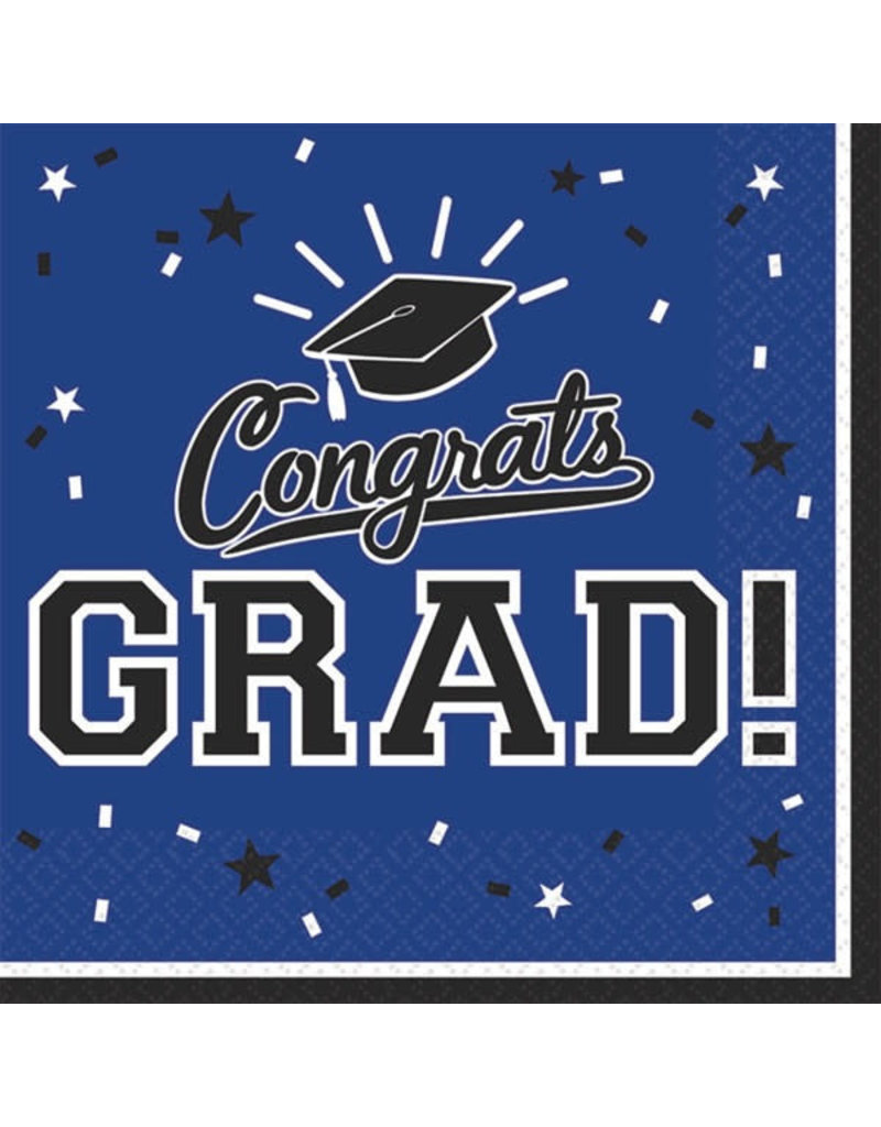 Graduation Beverage Napkins: Blue (36ct.)