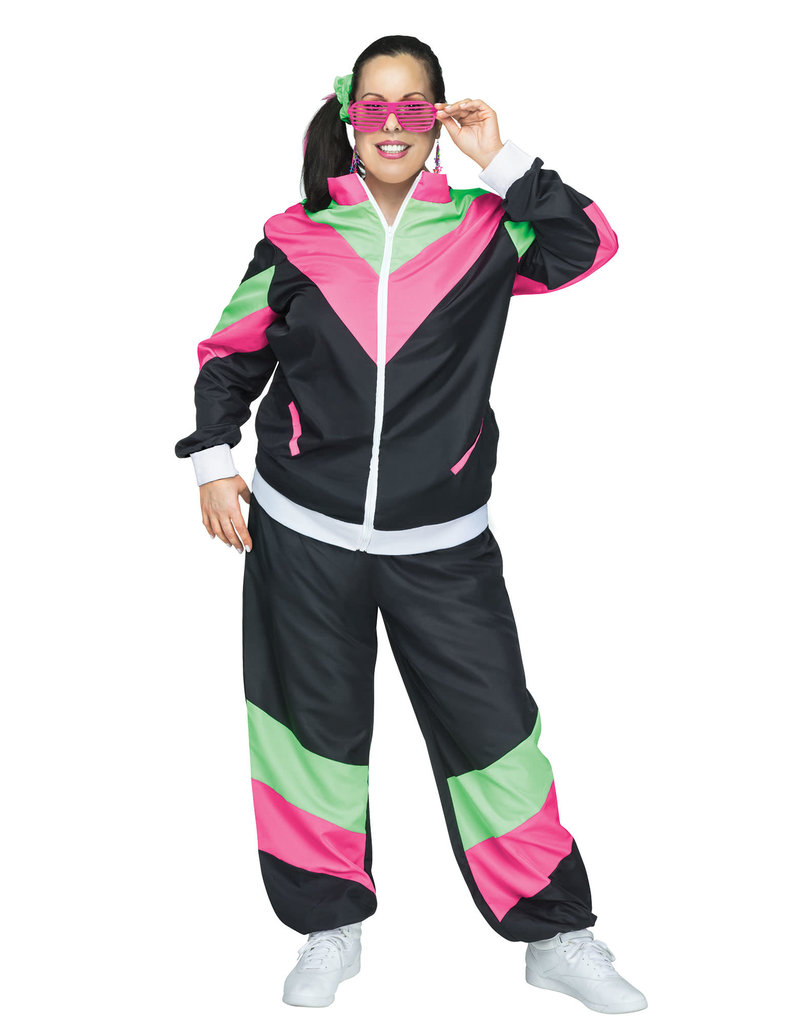 Fun World Costumes Women's Plus Size Rockin 80's Track Suit Costume