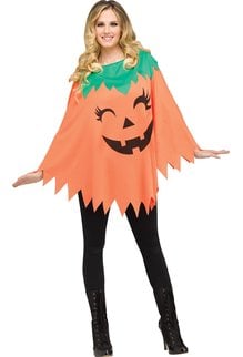 Fun World Costumes Women's Pumpkin Poncho For Halloween