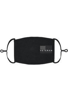 Adjustable Fabric Face Mask: Veteran w/ Black Flag