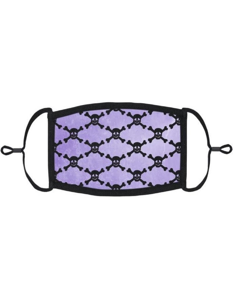 Adjustable Fabric Face Mask: Purple Skulls