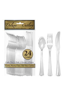 Heavy Duty Combo Cultery: Clear (24ct.)