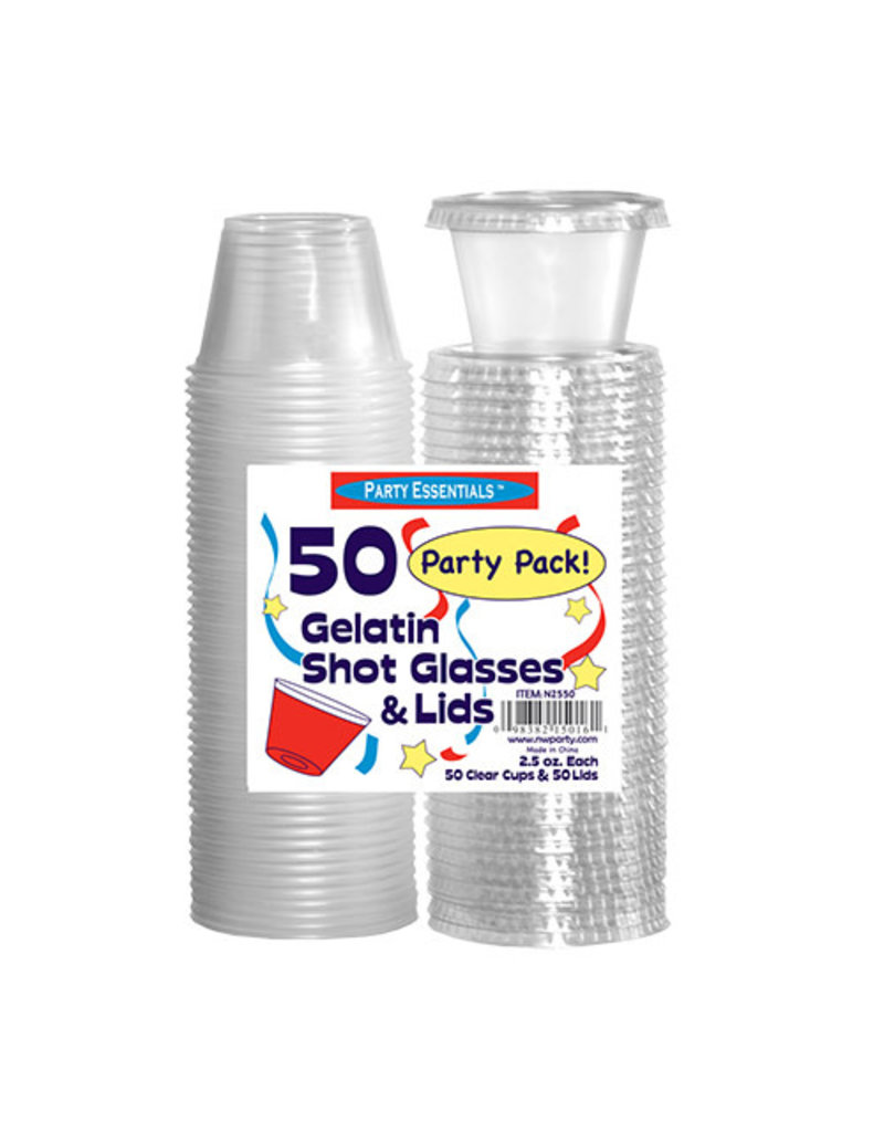 2.5oz. Gelatin Jello Shot Glasses w/ Lids: Clear (50ct.)