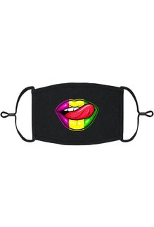 Adjustable Fabric Face Mask: Mardi Gras Lips (1pk.)