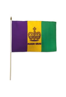 Mardi Gras Crown Stick Flag (12x18")