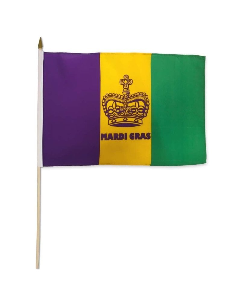 Mardi Gras Crown Stick Flag (12x18")