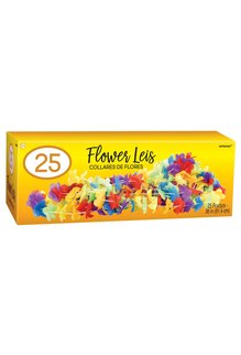 Amscan Boxed Multicolored Rainbow Flower Leis (25 Pack)