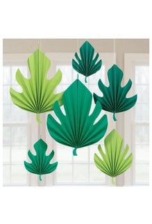 Palm Leaf Shaped Fan Decorations (6 Pack)