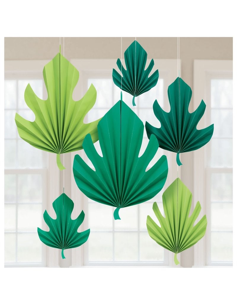 Palm Leaf Shaped Fan Decorations (6 Pack)