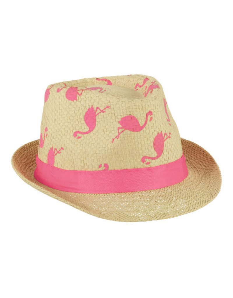 Summer Flamingo Straw Fedora Hat