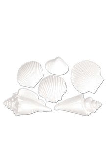 Plastic Seashells: White (6 Pack)