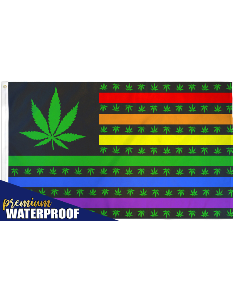 Marijuana USA Rainbow Waterproof Pride Flag (3x5FT)