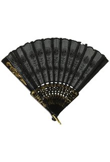 Chinese Lace Fan wtih Gold Trim