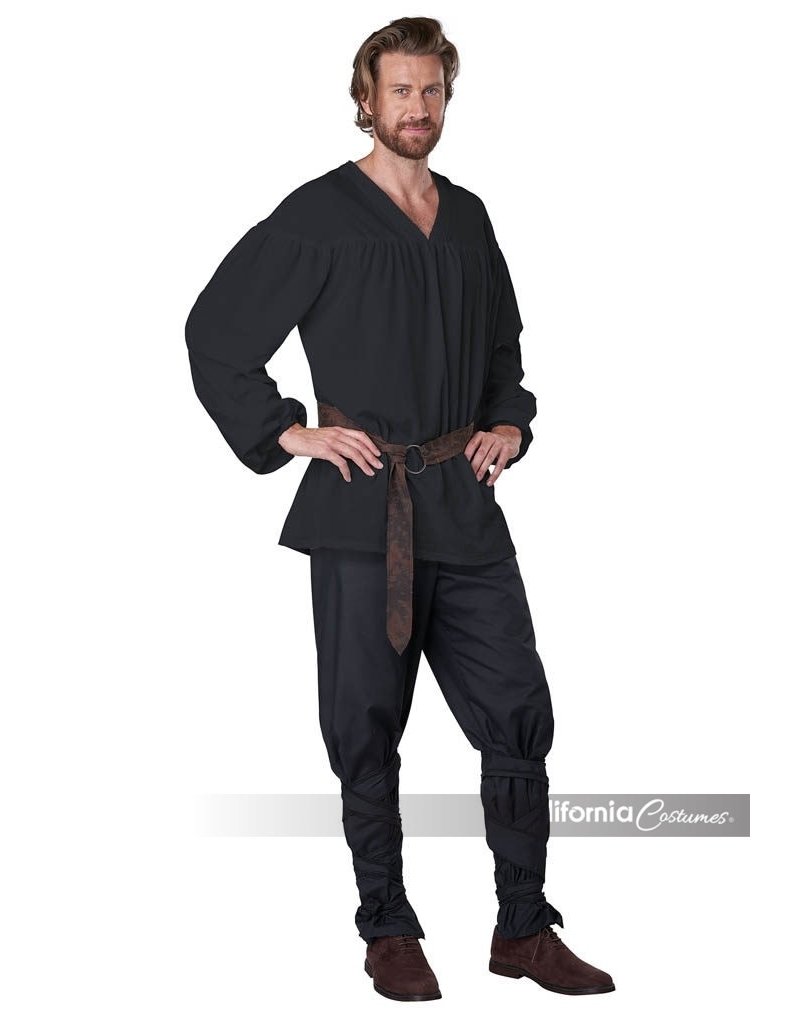 Men's Renaissance Peasant Shirt: Black