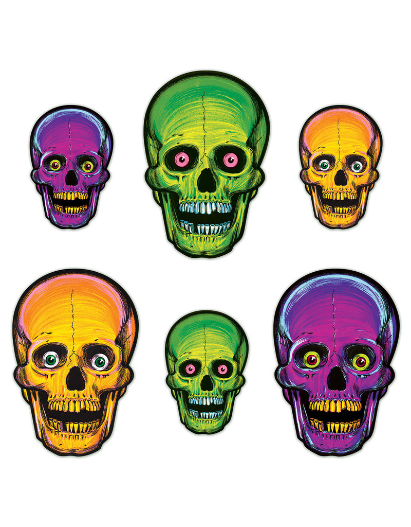 Vintage Halloween: Nite-Glo Skull Cutouts (6pk.)