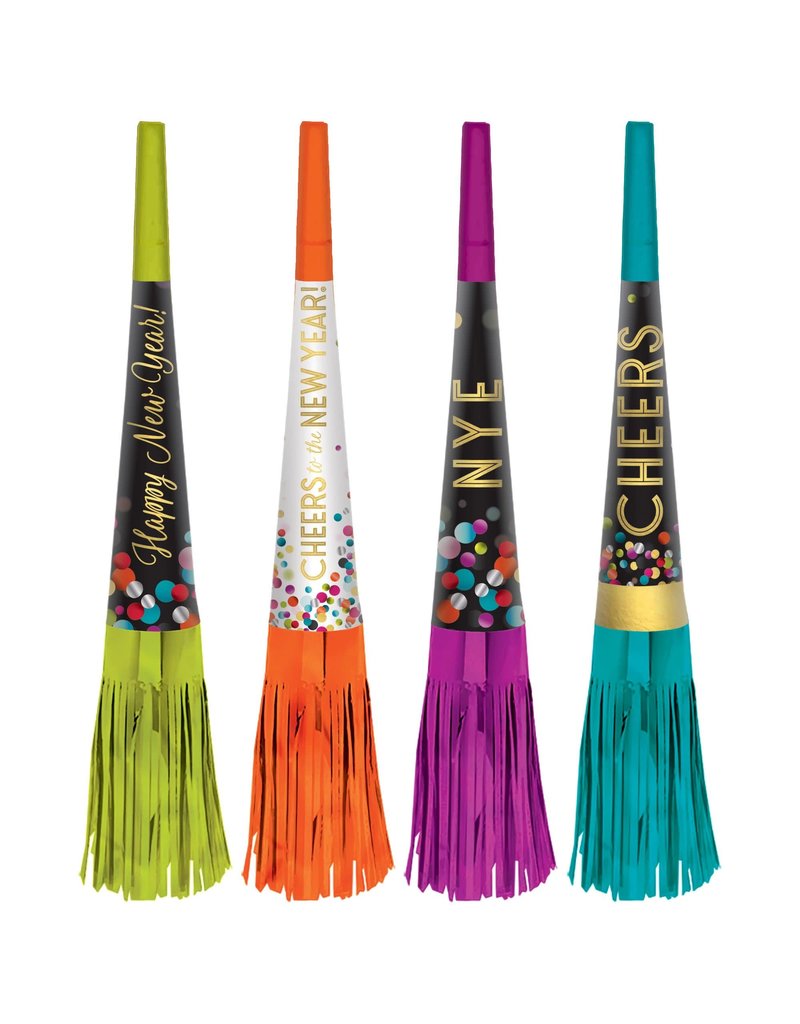 Amscan 9" New Years Fringe Horns Multi-Pack Colorful (8pk.)
