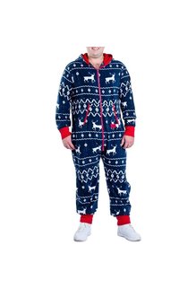 Adult Christmas Onesie Pajamas: Fair Isle Blue