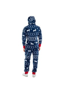 Adult Christmas Onesie Pajamas: Fair Isle Blue