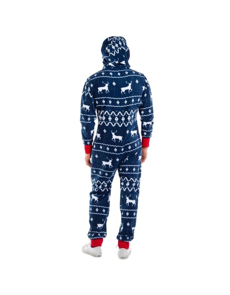 Adult Christmas Onesie Pajamas: Fair Isle Blue