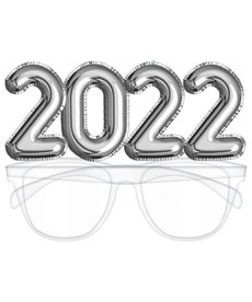 Amscan 2022 New Years Silver Balloon Number Glasses
