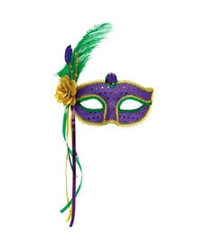 Amscan Mardi Gras Fashion Mask with Feathers & Ribbons