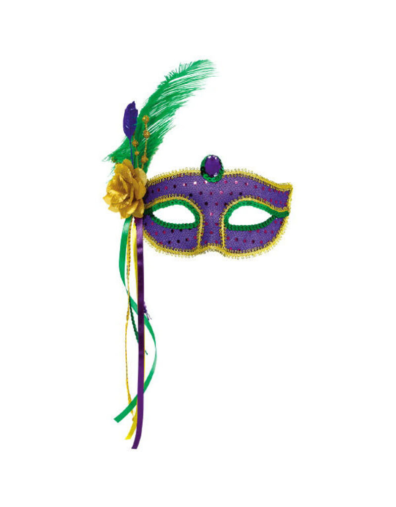 Amscan Mardi Gras Fashion Mask with Feathers & Ribbons