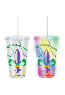 Amscan 16oz. Mardi Gras Light-Up Plastic Tumbler