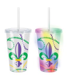 Amscan 16oz. Mardi Gras Light-Up Plastic Tumbler