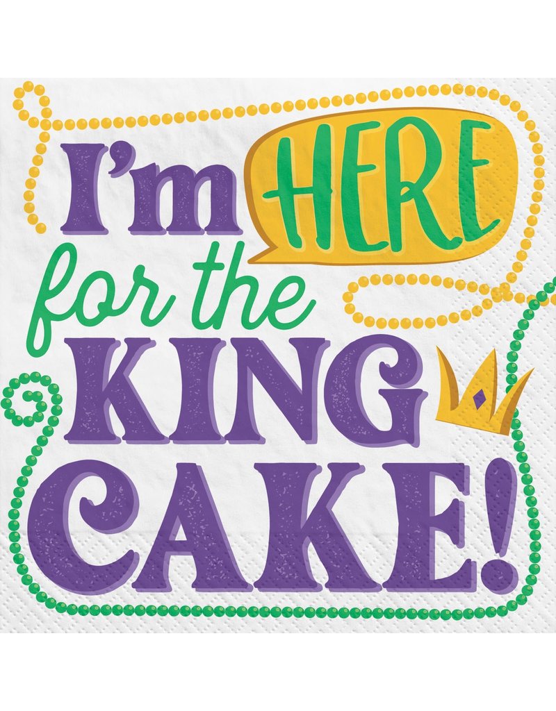 Amscan Beverage Napkins: Mardi Gras King Cake (40pk.)