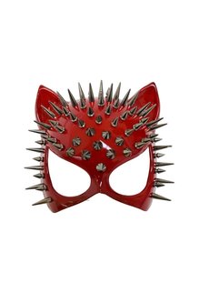 Spike Cat Face Masquerade Mask: Red