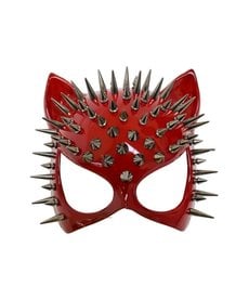Spike Cat Face Masquerade Mask: Red