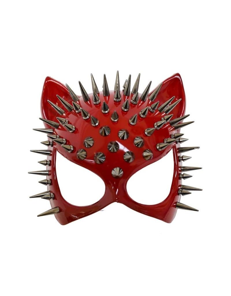 Spike Cat Face Masquerade Mask: Red