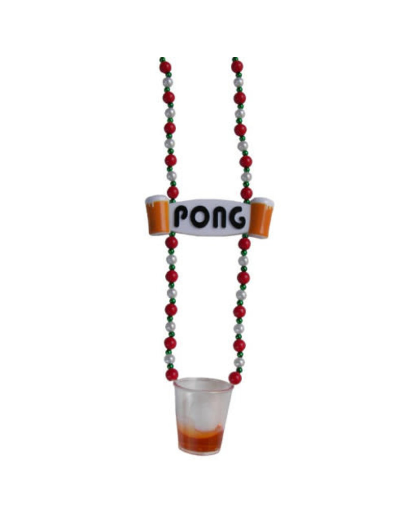 Beer Pong Bead Necklace with Shot Glass