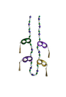 Metallic 4 Masks Hand-Strung Bead Necklace