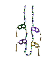 Metallic 4 Masks Hand-Strung Bead Necklace
