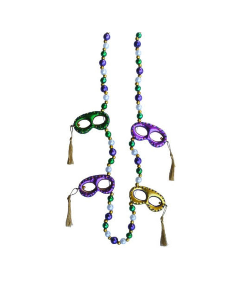 Metallic 4 Masks Hand-Strung Bead Necklace